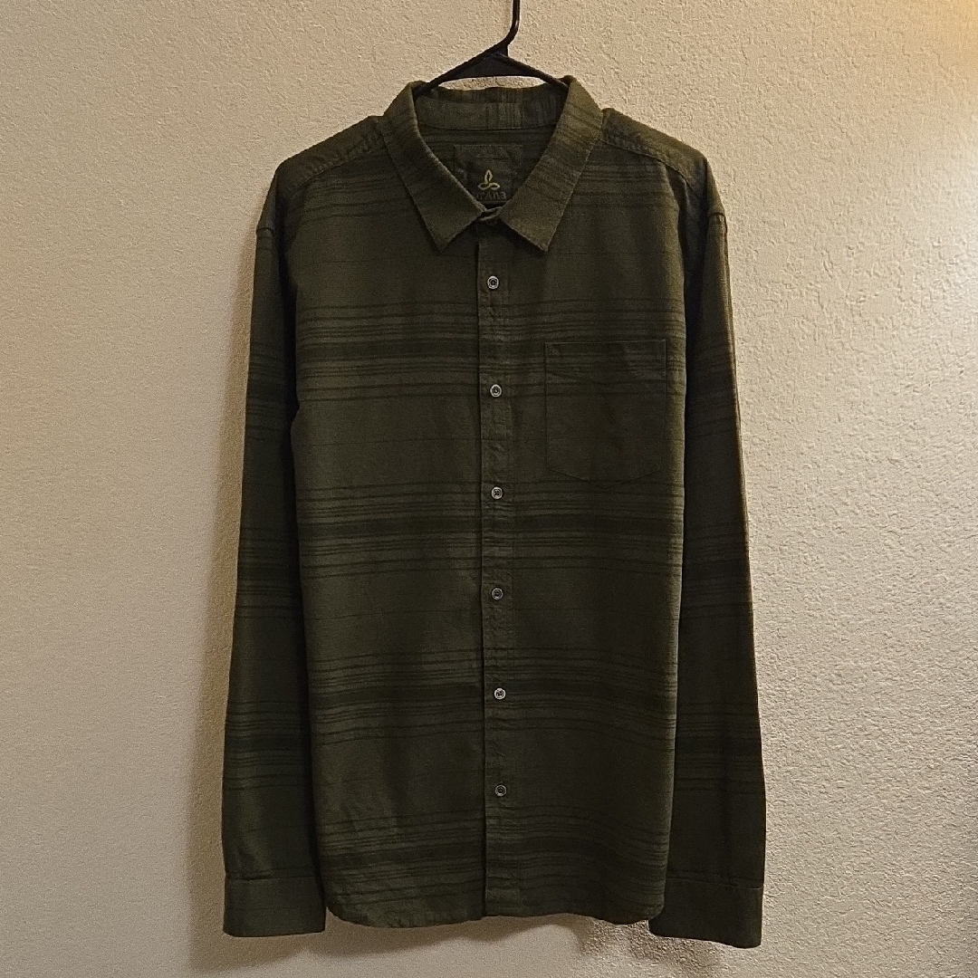 Prana Heavyweight Button Down Shirt - Dark Olive - Xl